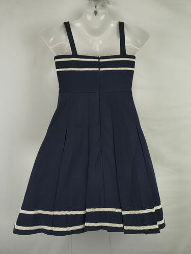 Second-Hand - Assorted Brands Classic Embroidered Trim Box Pleat Dress Size XS - SwapUp