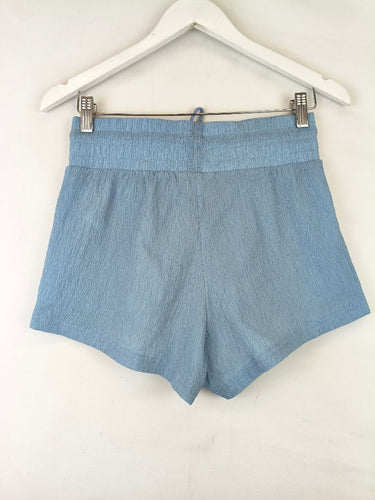 Second-Hand - Adidas Sky Blue Crumple Texture Athletic Shorts Size 6 - SwapUp