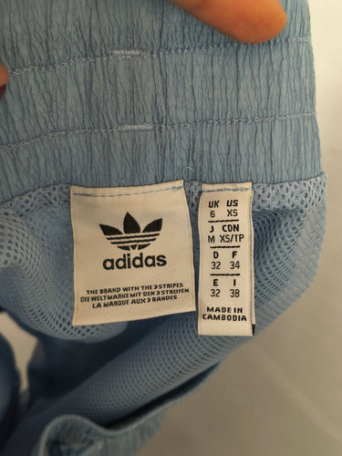 Second-Hand - Adidas Sky Blue Crumple Texture Athletic Shorts Size 6 - SwapUp