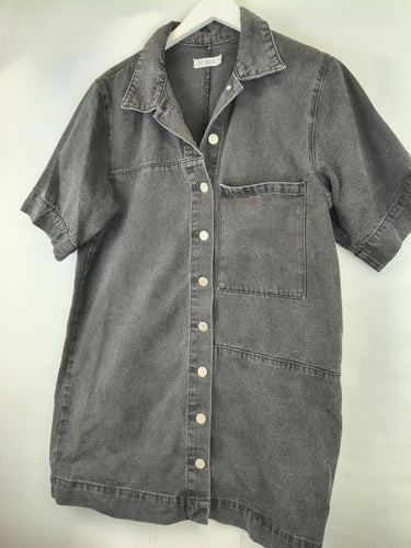 Second-Hand - St. Mrlo Charcoal Denim Panelled Shirt Size 10 - SwapUp
