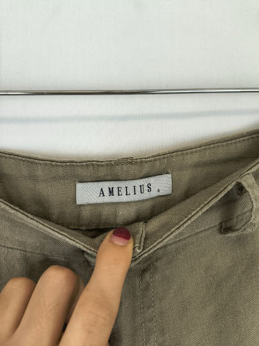 Second-Hand - Amelius Smokey Taupe Linen Pants Size 6 - SwapUp