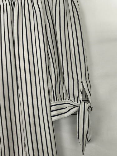 Second-Hand - Decjuba Navy Stripe Off The Shoulder Blouse Size 10 - SwapUp