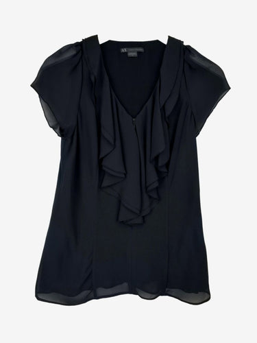 Armani Exchange Navy Soft Frill Blouse Size S