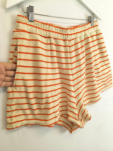 Second-Hand - KIP & CO Coral Stripe Terry Towelling Peace Shorts Size 14 - SwapUp