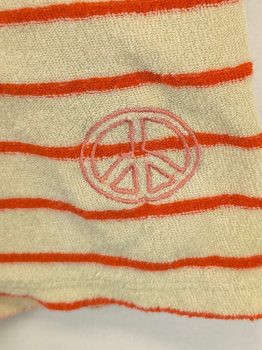 Second-Hand - KIP & CO Coral Stripe Terry Towelling Peace Shorts Size 14 - SwapUp