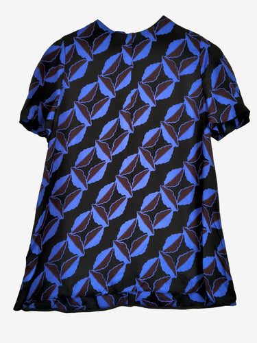 Marni Vibrant Blue Brown Leafy A Line Top Size 14