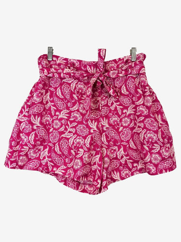Witchery Fuchsia Floral Swirl Linen Shorts Size 14