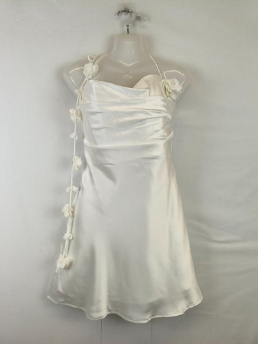 Second-Hand - Meshki White Rose Halter Mini Dress Size S - SwapUp