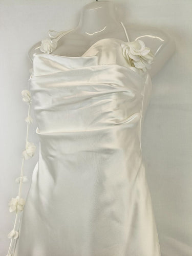 Second-Hand - Meshki White Rose Halter Mini Dress Size S - SwapUp