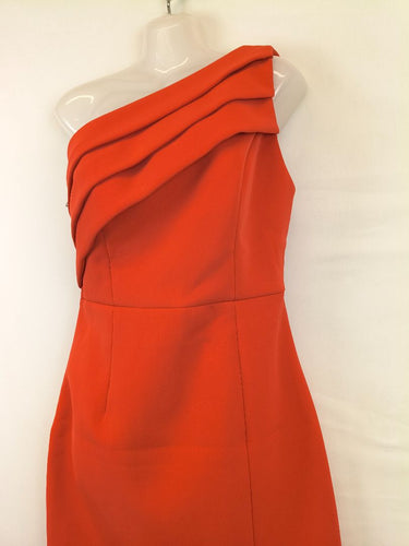 Second-Hand - Mossman Elegant Red One Shoulder Midi Dress Size 8 - SwapUp