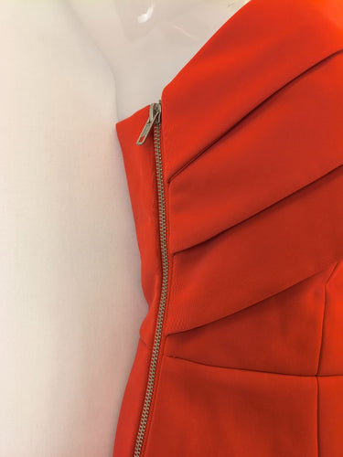 Second-Hand - Mossman Elegant Red One Shoulder Midi Dress Size 8 - SwapUp