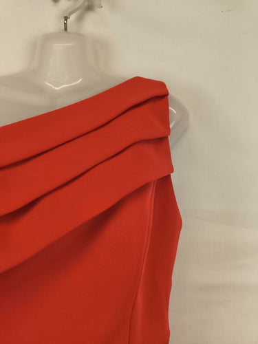 Second-Hand - Mossman Elegant Red One Shoulder Midi Dress Size 8 - SwapUp