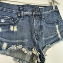 Second-Hand - Sass & Bide Micro Cut Off Mid Blue Denim Shorts Size 8 - SwapUp