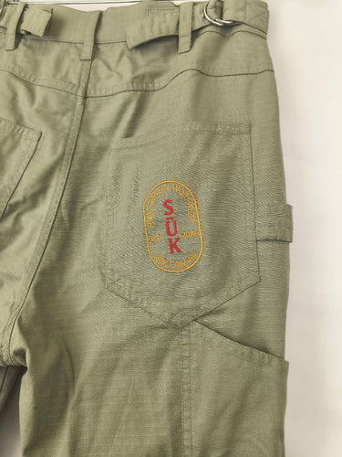 Second-Hand - Suk Workwear Olive Green Cotton Work Pants Size 8 - SwapUp