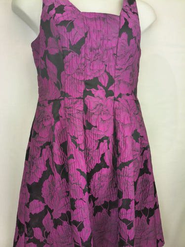 Second-Hand - Lauren Ralph Lauren Classy Purple Floral Square Neck Occasion Dress Size 12 - SwapUp