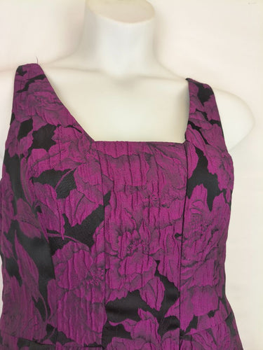Second-Hand - Lauren Ralph Lauren Classy Purple Floral Square Neck Occasion Dress Size 12 - SwapUp