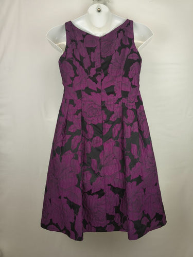 Second-Hand - Lauren Ralph Lauren Classy Purple Floral Square Neck Occasion Dress Size 12 - SwapUp