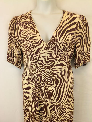 Second-Hand - Rixo Zebra Design Poppy Midi Dress Size 14 - SwapUp