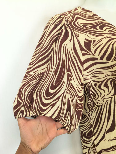Second-Hand - Rixo Zebra Design Poppy Midi Dress Size 14 - SwapUp