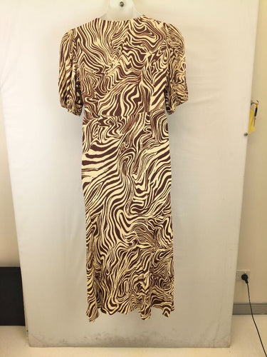 Second-Hand - Rixo Zebra Design Poppy Midi Dress Size 14 - SwapUp