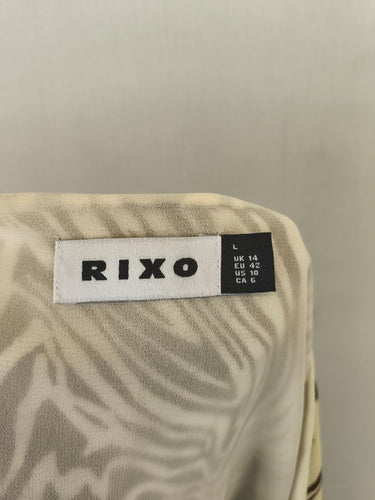 Second-Hand - Rixo Zebra Design Poppy Midi Dress Size 14 - SwapUp