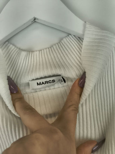 Second-Hand - Marcs Cream Cloud Ribbed High Neck Top Size XL - SwapUp