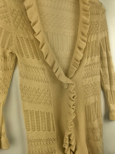 Second-Hand - Pingpong Cream Lace Frilly Cardigan Size S - SwapUp