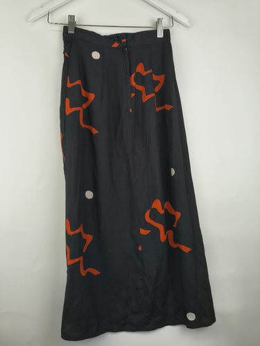 Second-Hand - Blues Vintage Minimal Graphic Side Tie Skirt Size 4 - SwapUp