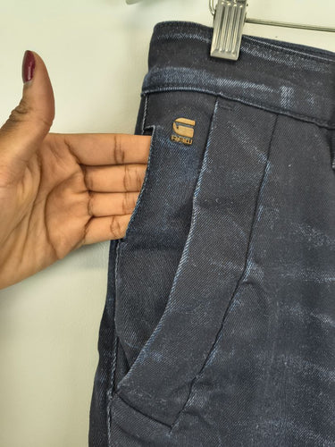 Second-Hand - G-Star Dark Indigo Coated Super Slim Jeans Size 14 - SwapUp