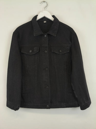 Second-Hand - Assorted Brands Black Denim Peacock Back Jacket Size M - SwapUp