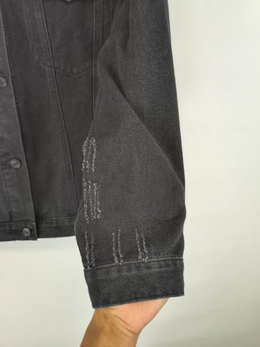 Second-Hand - Assorted Brands Black Denim Peacock Back Jacket Size M - SwapUp