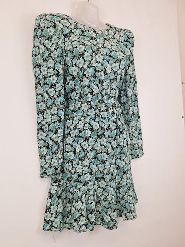 Second-Hand - Los Angeles & Other Stories Blue Floral Tea Party Day Mini Dress Size M - SwapUp
