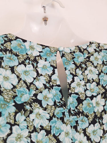 Second-Hand - Los Angeles & Other Stories Blue Floral Tea Party Day Mini Dress Size M - SwapUp