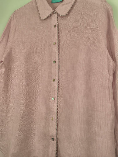 Second-Hand - Blue Illusion Glam Crystal Lined Shirt Size L - SwapUp
