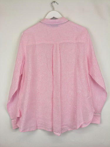 Second-Hand - Blue Illusion Glam Crystal Lined Shirt Size L - SwapUp