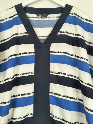 Second-Hand - Marco Polo Monochrome Stripe Top Size 14 - SwapUp