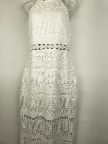 Second-Hand - Two Sisters Sophisticated Lace High Neck Midi Dress Size 10 - SwapUp