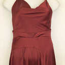 Second-Hand - Shareen Collections Wine Red Satin Cowl Neck Dress Size 12 - SwapUp