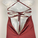 Second-Hand - Shareen Collections Wine Red Satin Cowl Neck Dress Size 12 - SwapUp