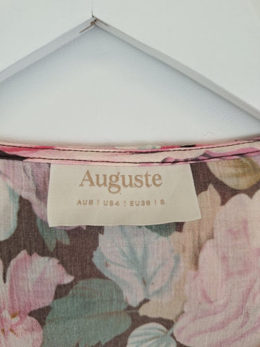 Second-Hand - Auguste Ruffle Tie Front Rose Blouse Size 8 - SwapUp
