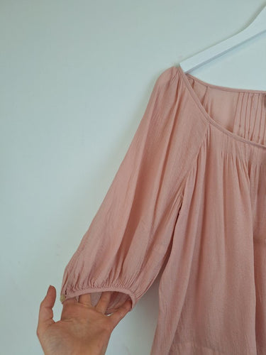 Second-Hand - Auguste Essential Dusty Pink Semi Sheer Blouse Size 8 - SwapUp