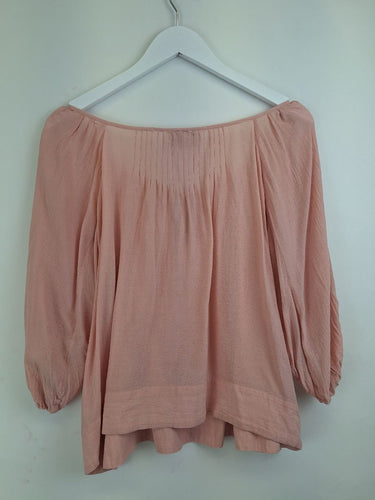 Second-Hand - Auguste Essential Dusty Pink Semi Sheer Blouse Size 8 - SwapUp