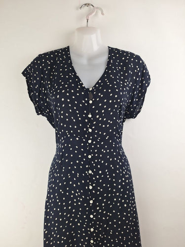 Second-Hand - Sweet Papillon Deep Navy Flirty Polka Dot Dress Size M - SwapUp