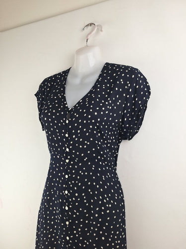 Second-Hand - Sweet Papillon Deep Navy Flirty Polka Dot Dress Size M - SwapUp