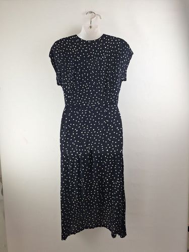 Second-Hand - Sweet Papillon Deep Navy Flirty Polka Dot Dress Size M - SwapUp