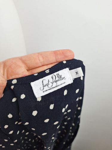Second-Hand - Sweet Papillon Deep Navy Flirty Polka Dot Dress Size M - SwapUp