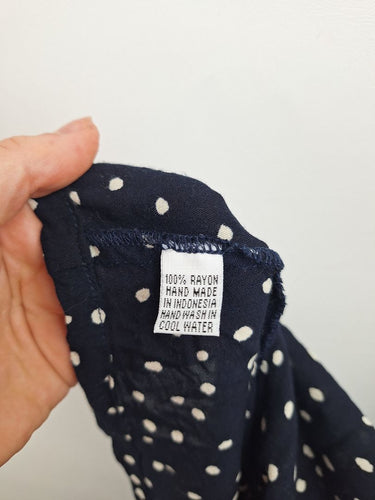 Second-Hand - Sweet Papillon Deep Navy Flirty Polka Dot Dress Size M - SwapUp