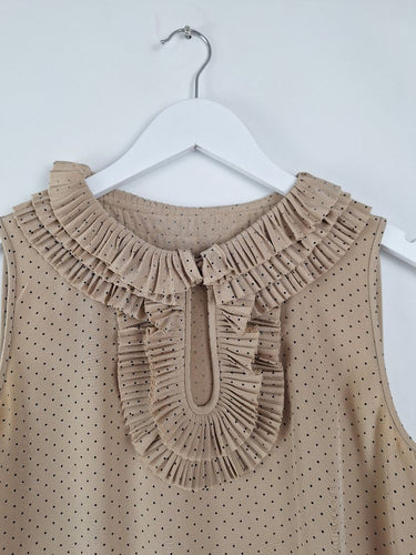 Second-Hand - Pure Silk Polka Keyhole Blouse Size S - SwapUp