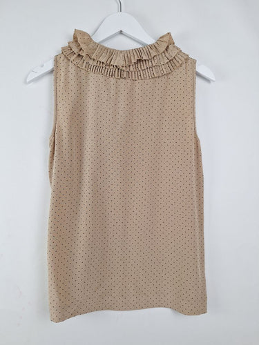 Second-Hand - Pure Silk Polka Keyhole Blouse Size S - SwapUp