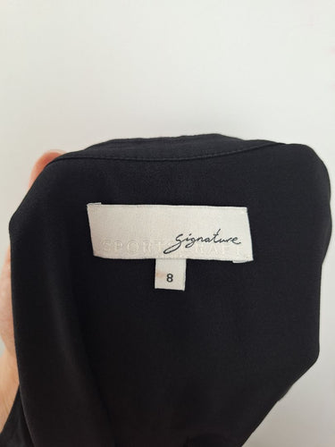 Second-Hand - Sportscraft Pure Silk Noir Midi Dress Size 8 - SwapUp